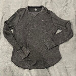 Hollister Charcoal Long Sleeve Henley Sweater